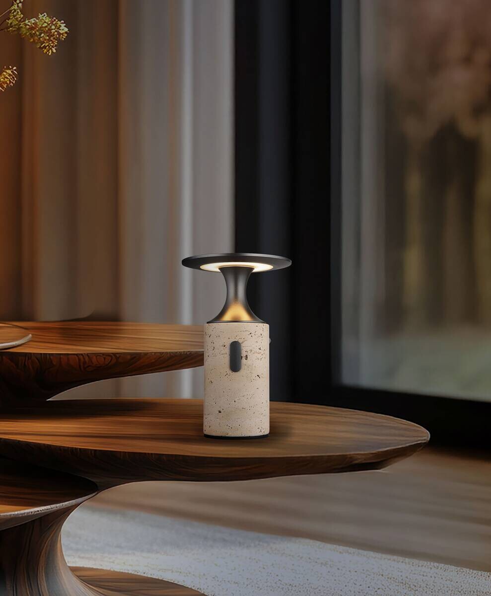 GLOBO Tischleuchte grau Opal Graphit Aluminium Stein H/D: ca. 18,8x12 cm 1 Brennstellen