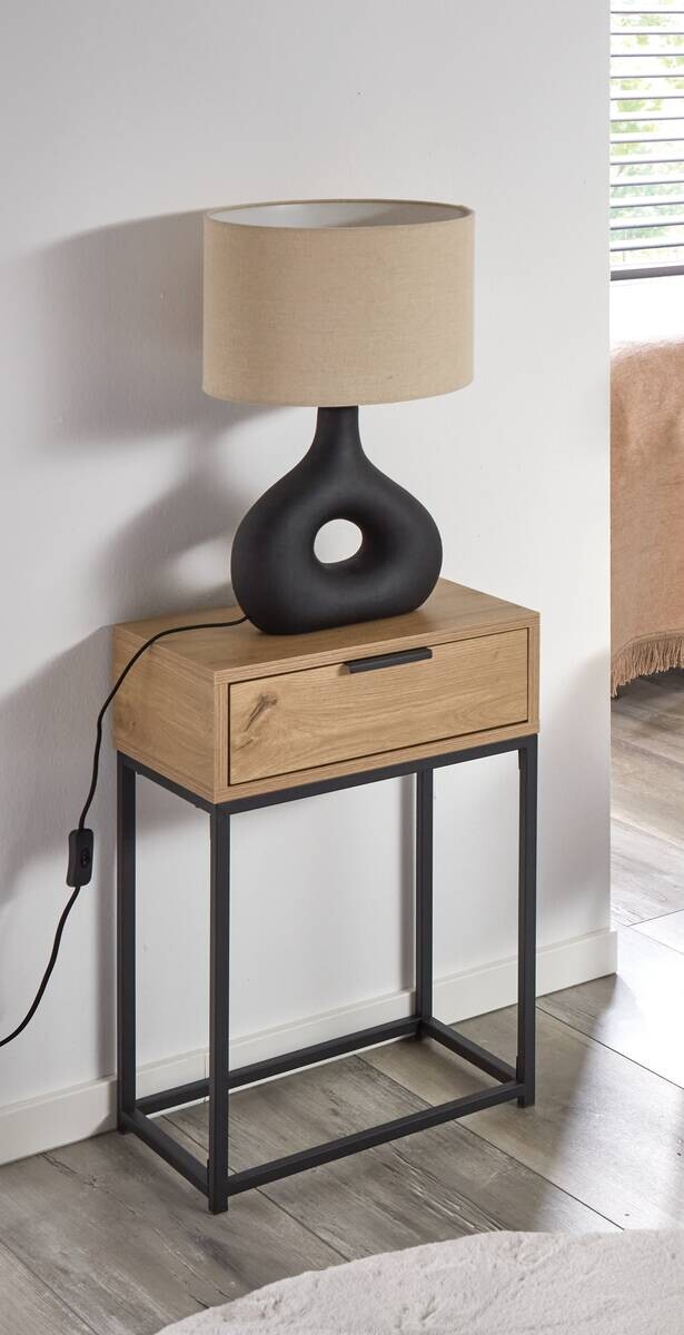 Beistelltisch Eiche hell Nachbildung schwarz B/H/T: ca. 40x60x28 cm