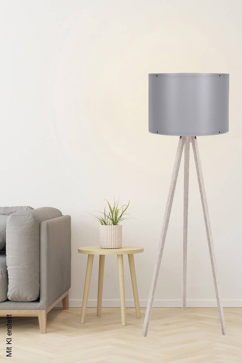 Opviq Stehlampe creme grau MDF Polypropylen B/H/L: ca. 38x145x38 cm E27 1 Brennstellen