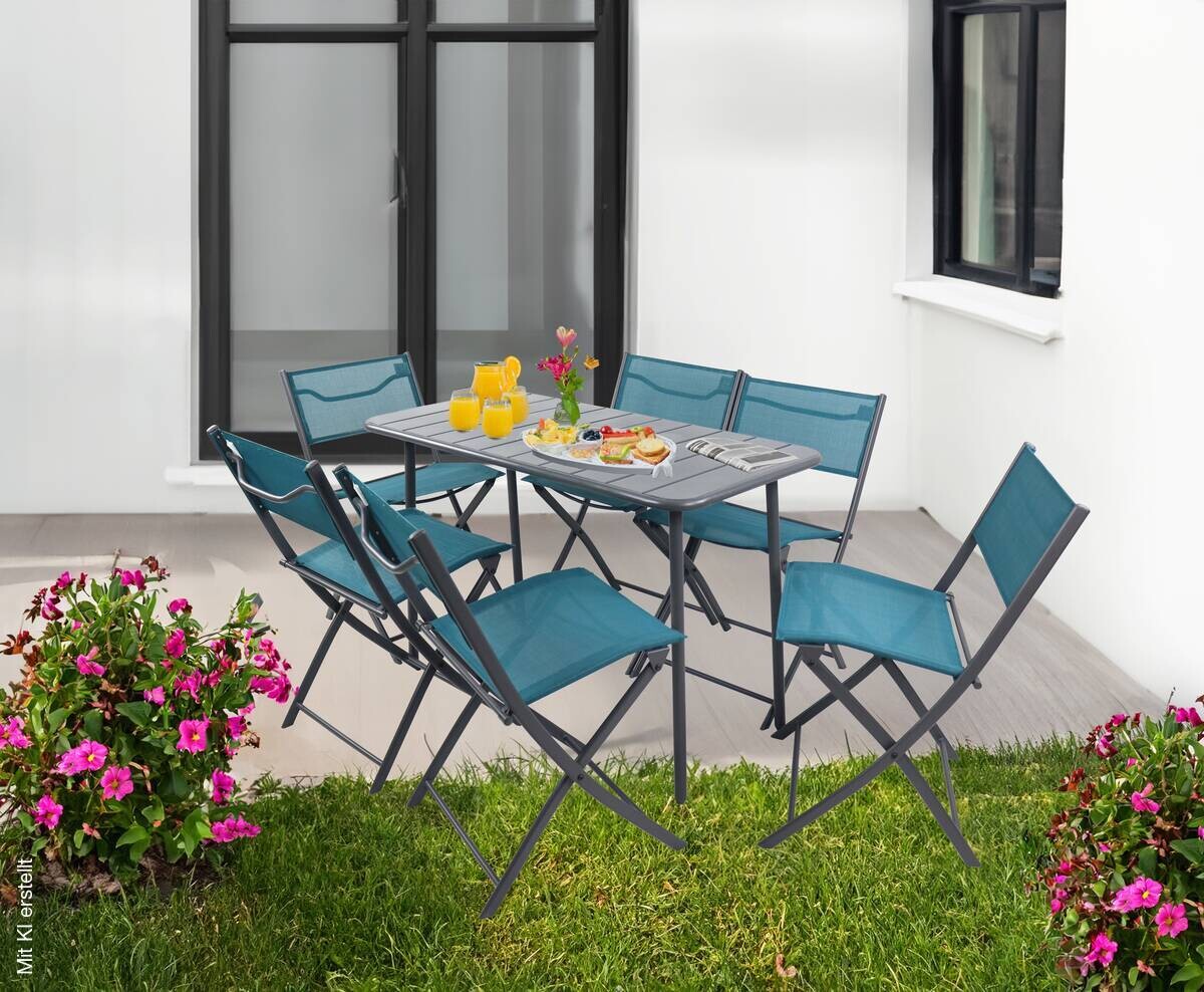 VCM Gartenstuhl 6er Set Sumila türkis Metall B/H/L: ca. 45x79x46 cm