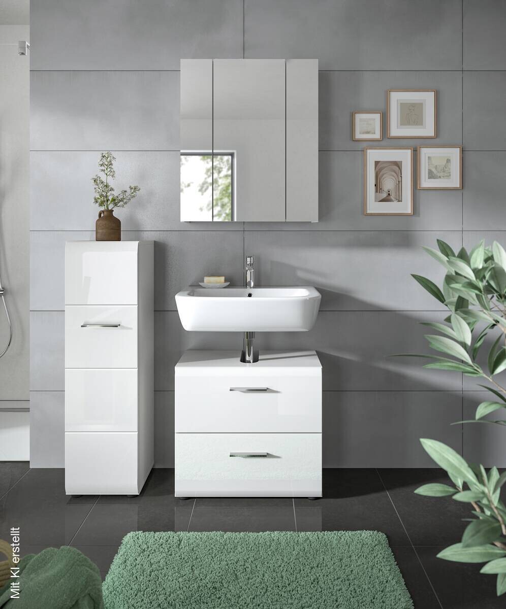 Badezimmer-Set Ice weiß weiß Hochglanz B/H/T: ca. 105x185x30 cm