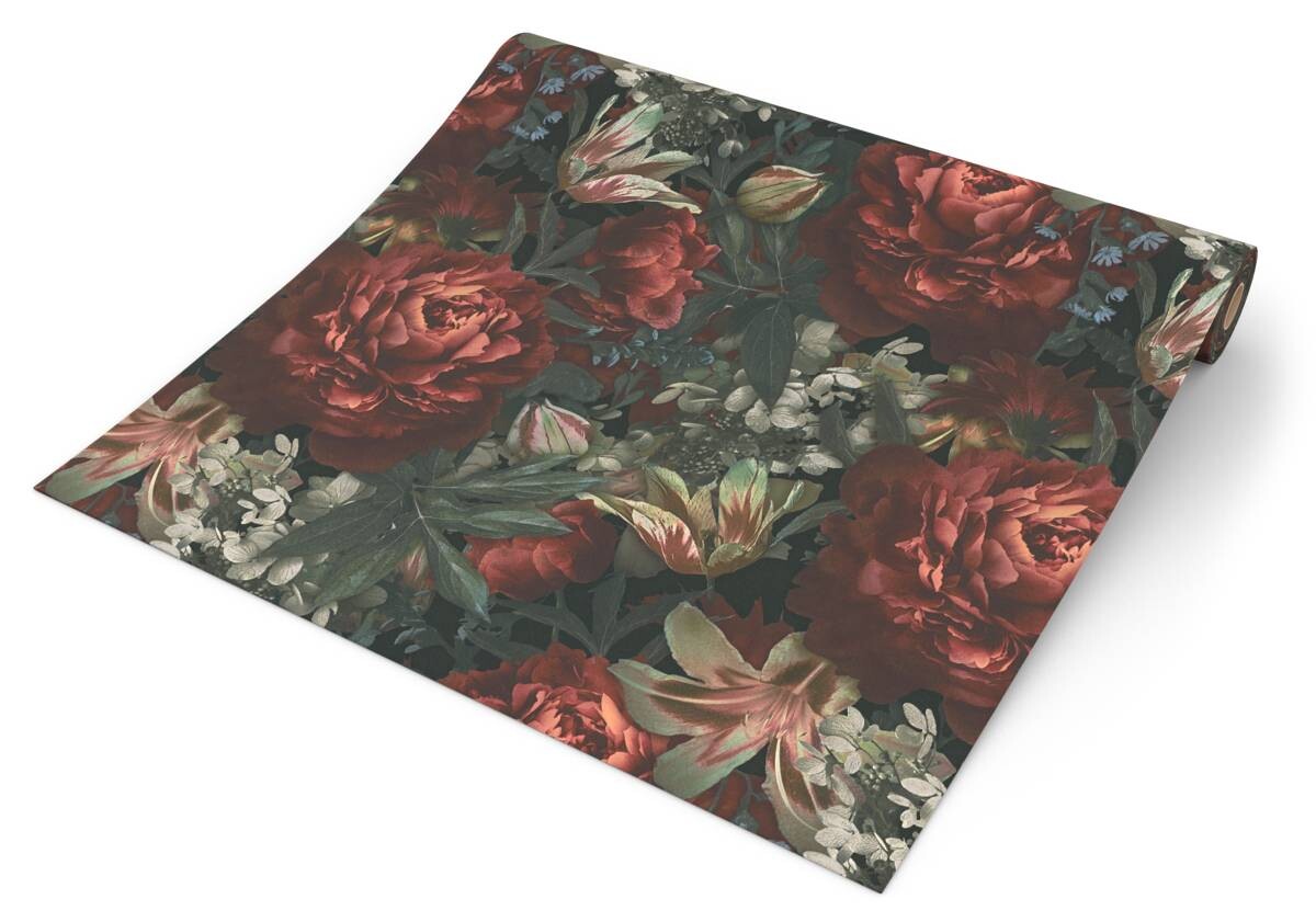 Vliestapete Floral schwarz bunt B/L: ca. 53x1005 cm