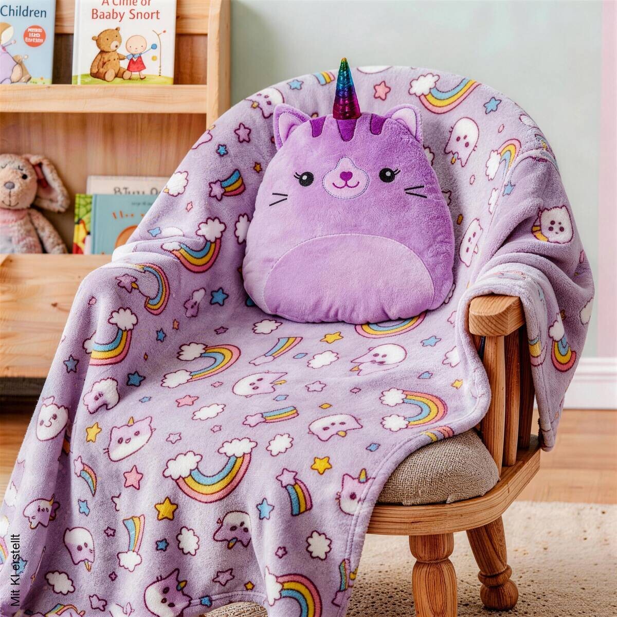 Set bestehend aus Kissen und Kuscheldecke flieder 100% Polyester B/L: ca. 100x127 cm
