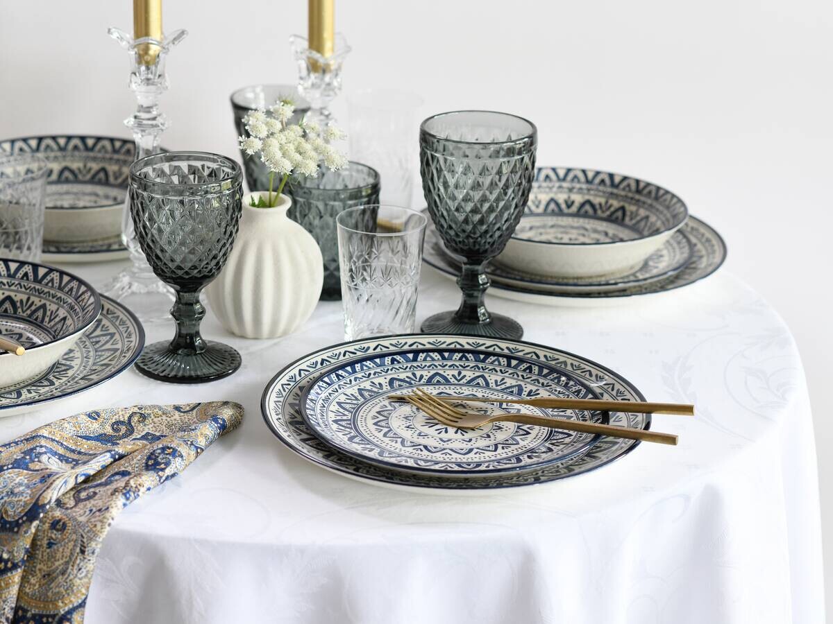CreaTable Tafelservice Mexico blau Steingut 18 tlg.