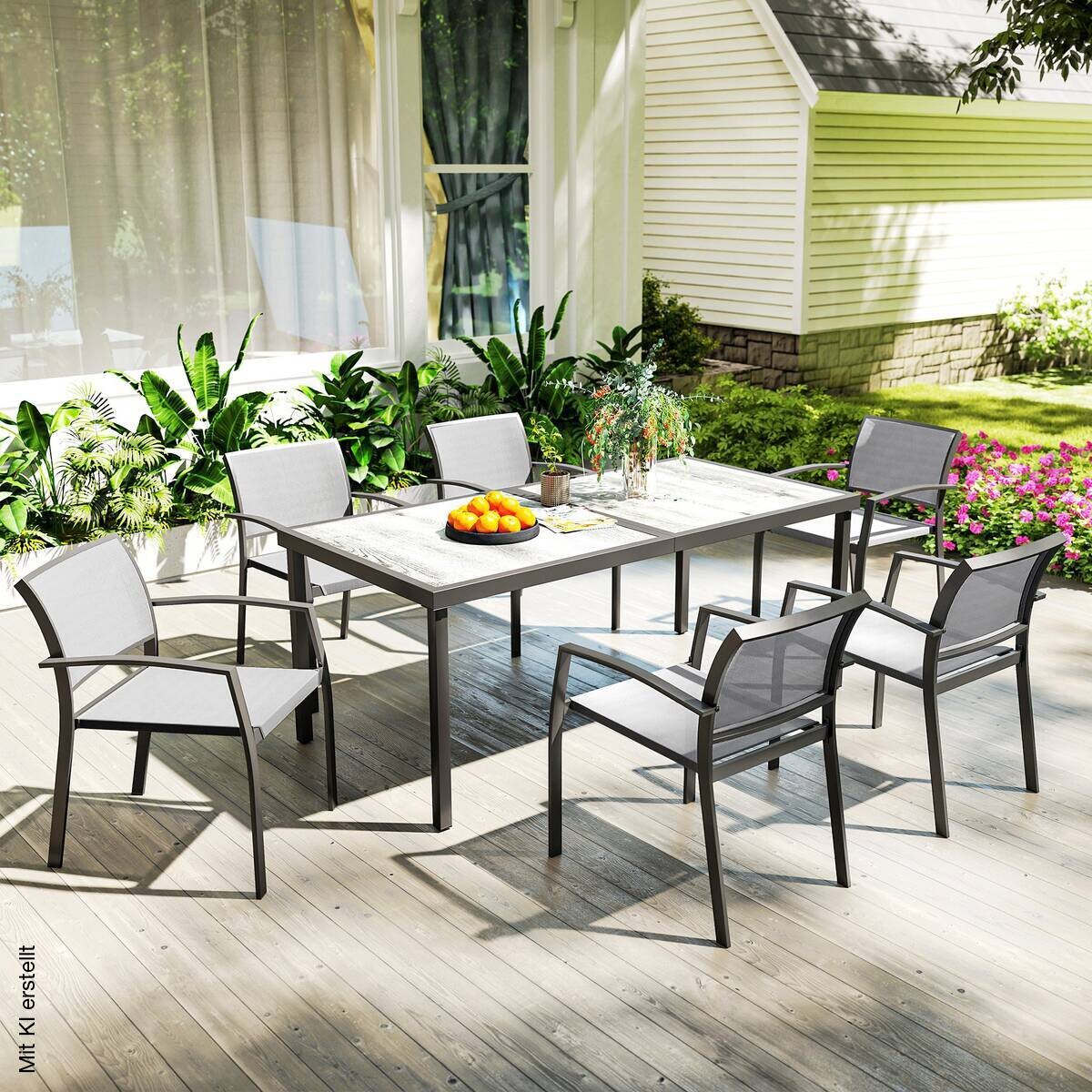 Outsunny Gartenmöbel-Set grau Kunststoff B/H/L: ca. 87x72x180 cm