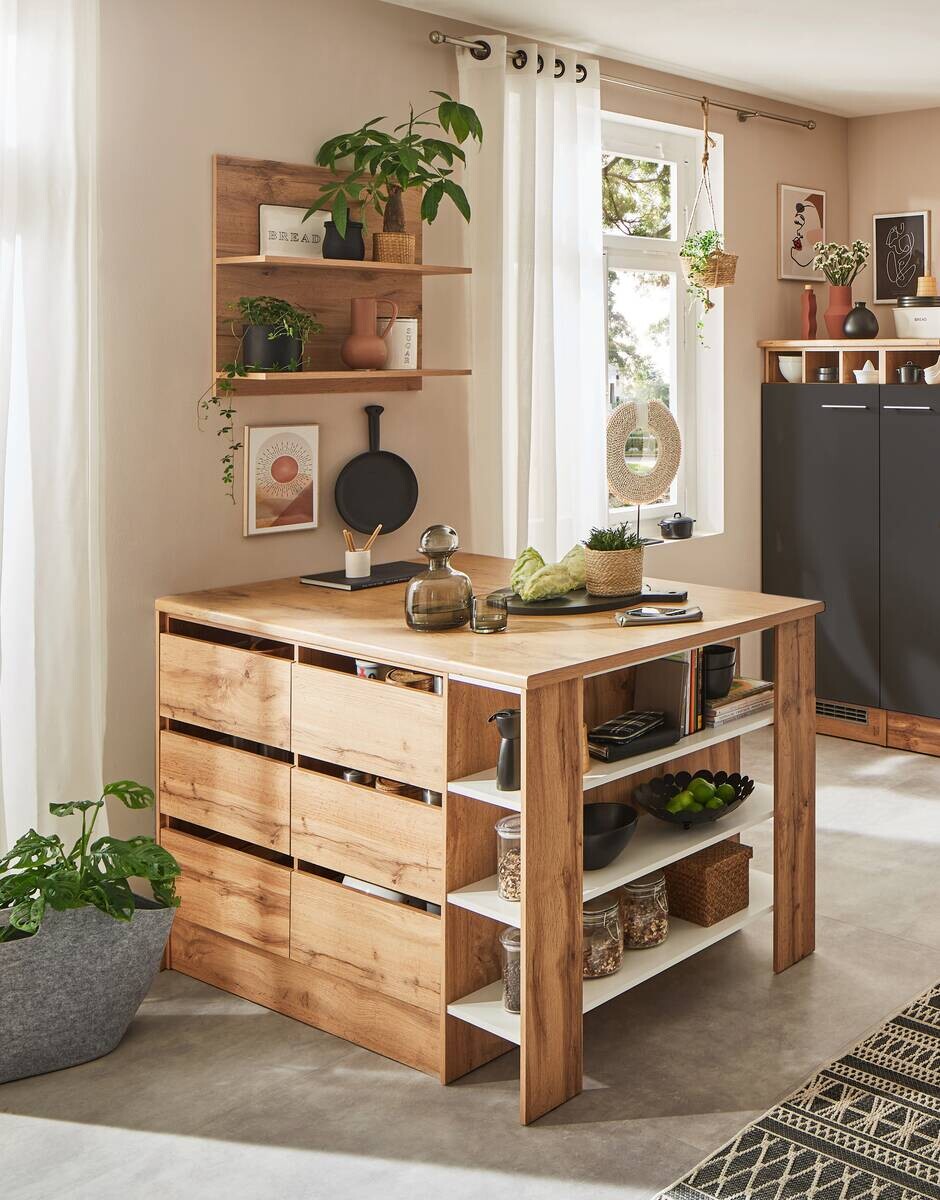 Respekta Küchenblock Hilde grau matt B/H/T: ca. 150x90x90 cm