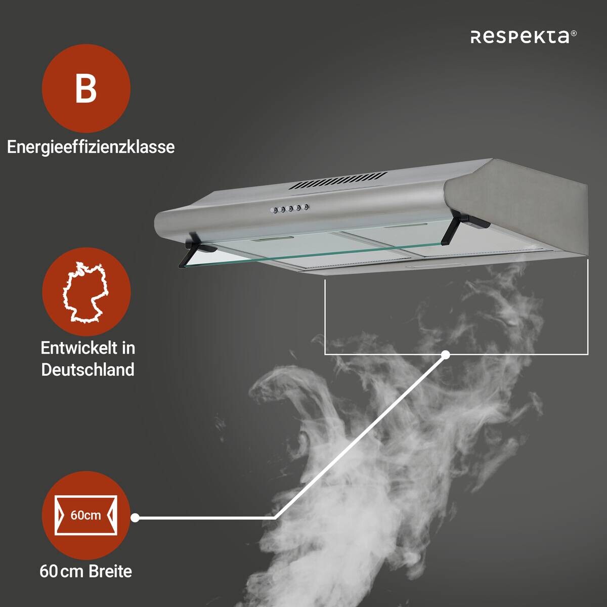Respekta Dunstabzugshaube CH1259IXCN Edelstahl Edelstahl B/H/T: ca. 59,8x14x50 cm