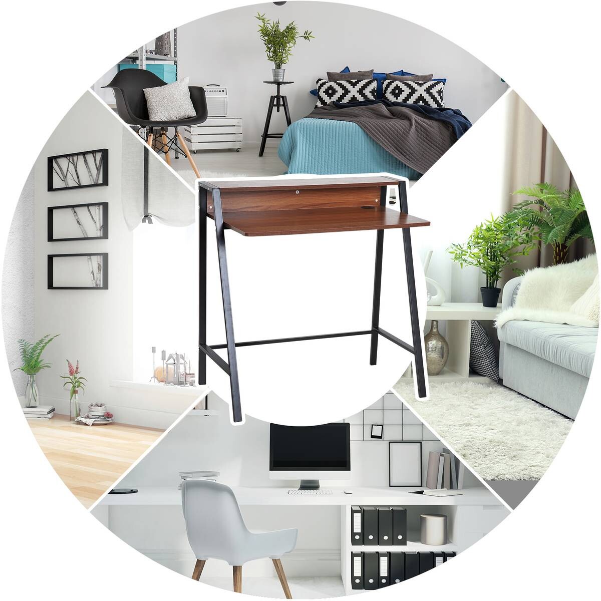 Schreibtisch 836-055 walnuss Nachbildung schwarz B/H/T: ca. 84x85x45 cm