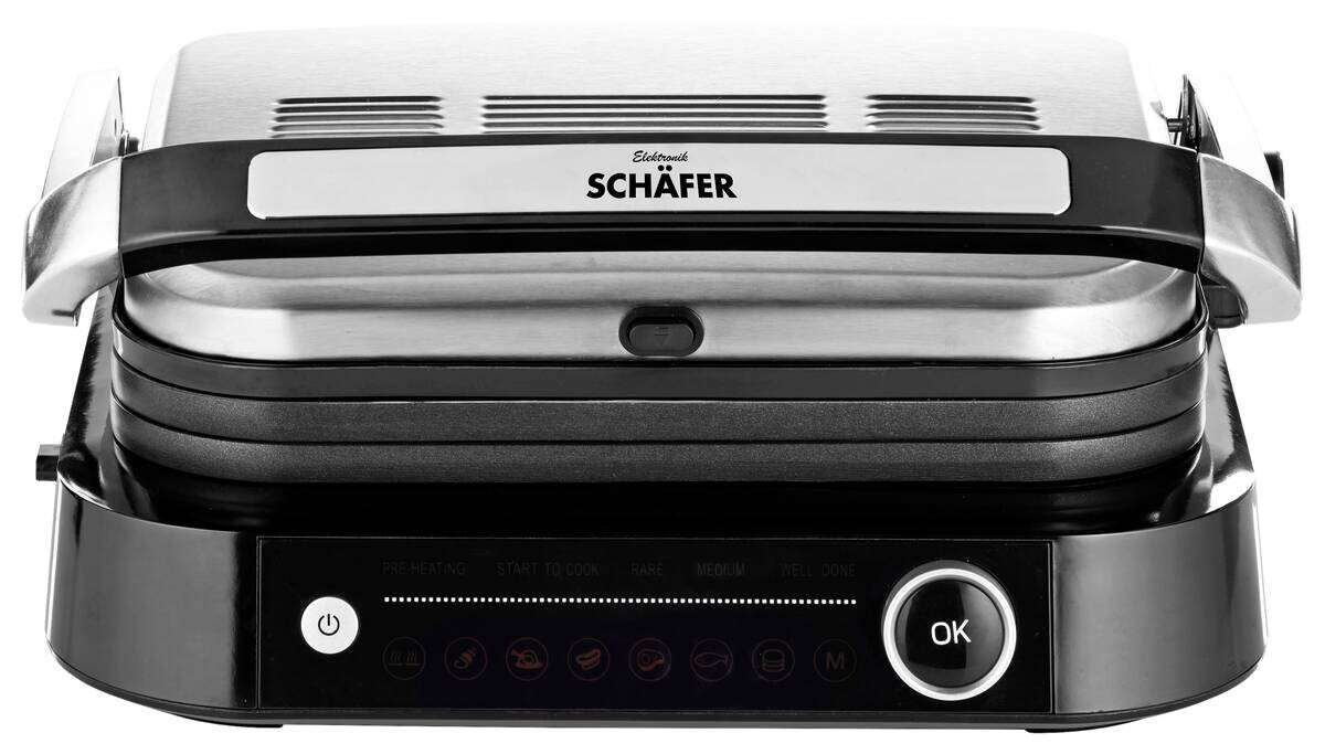 SCHÄFER Kontaktgrill schwarz Kunststoff Edelstahl B/H/L: ca. 22x43x38 cm