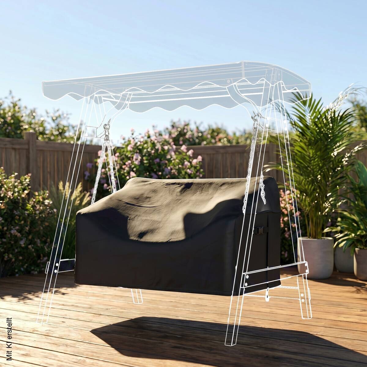 Outsunny Gartenschaukel-Abdeckung schwarz Polyester B/H/L: ca. 76x81x142 cm