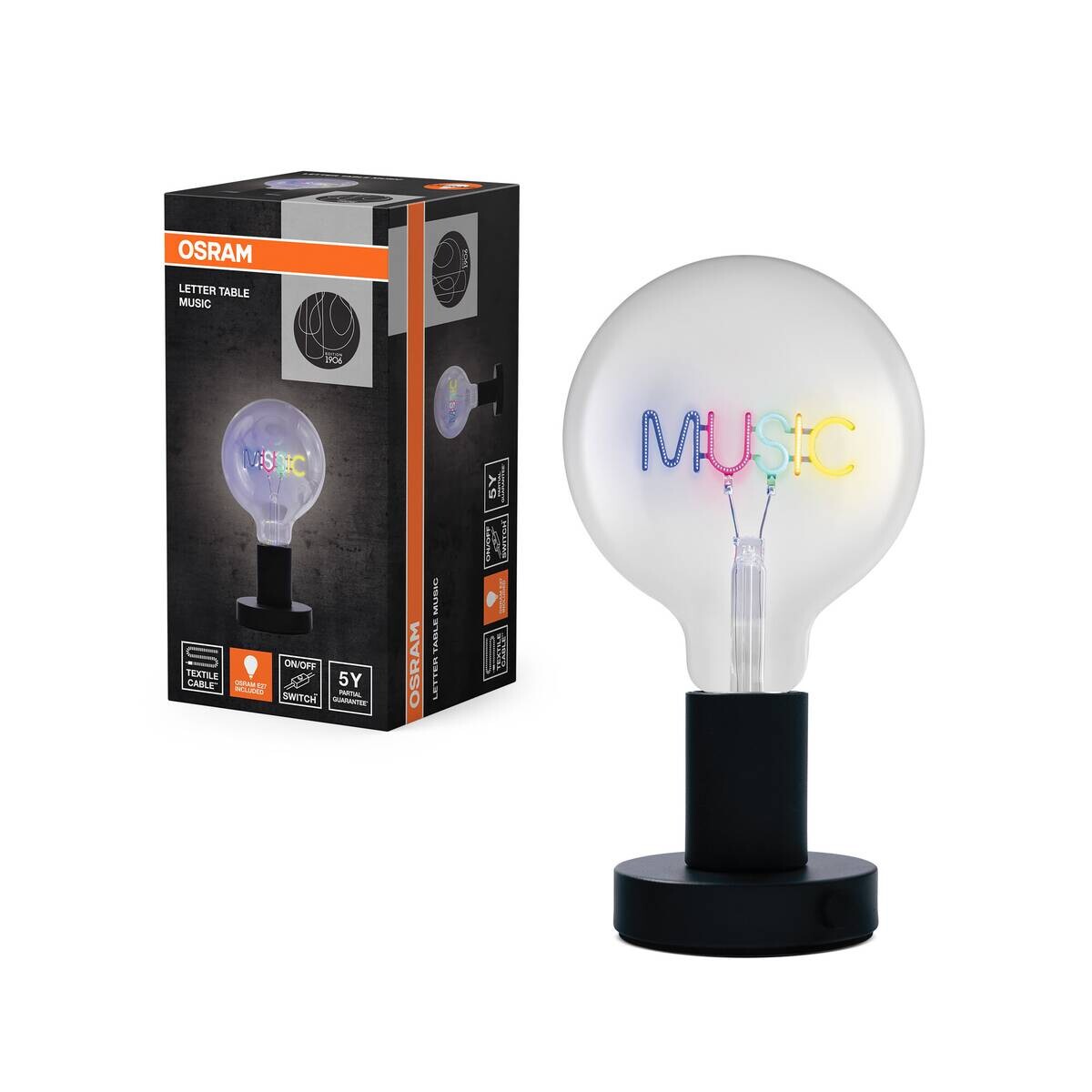 OSRAM LED-Tischleuchte Lettertable Metall B/H/L: ca. 12,5x23x12,5 cm E27
