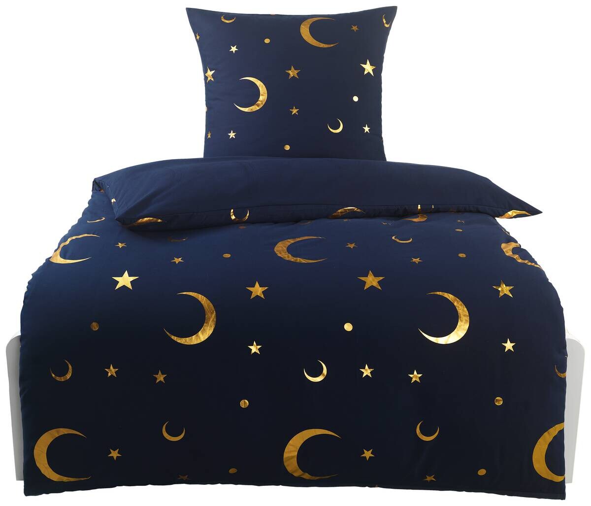 Microfaser Bettwäsche nachtblau gold 100% Polyester B/L: ca. 135x200 cm