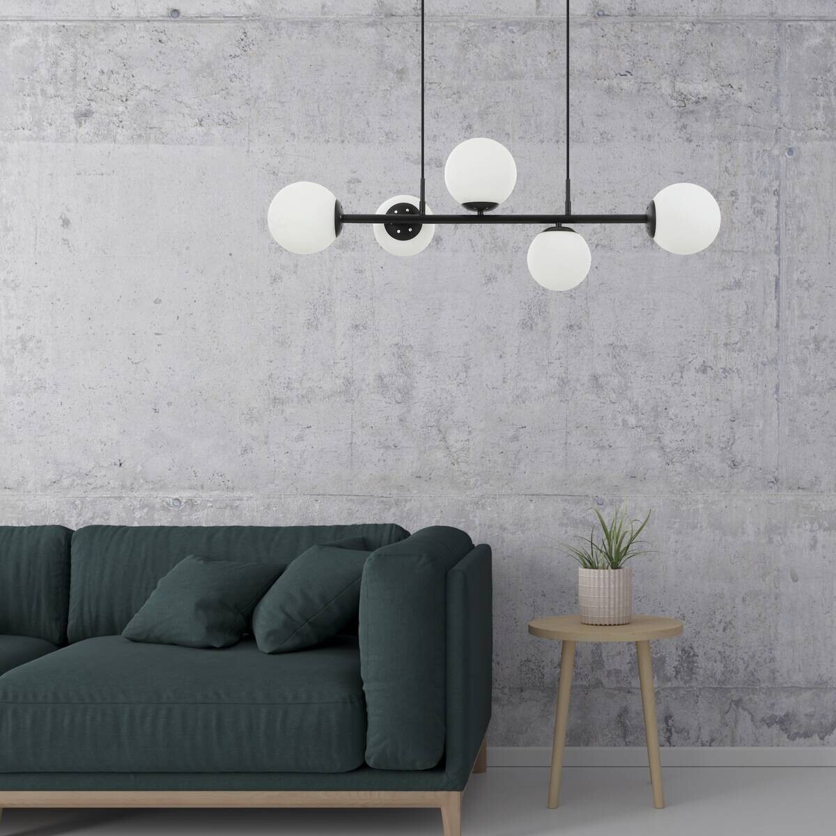 Lamkur Pendelleuchte Maddie schwarz Glas Stahl B/H/L: ca. 120x23x93 cm E14 5 Brennstellen