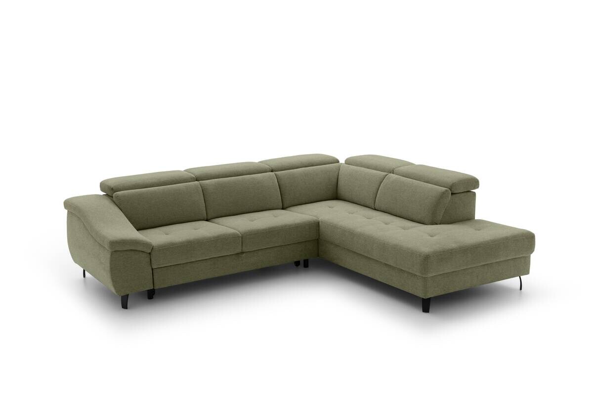 Ecksofa mit Bettfunktion grün Flachgewebe B/H/T: ca. 280x96x238 cm
