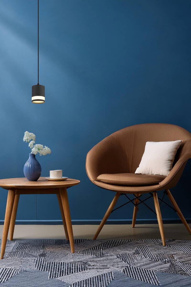 GLOBO Hängeleuchte Opal schwarz Metall Kunststoff H/D: ca. 120x10 cm 1.0 Brennstellen