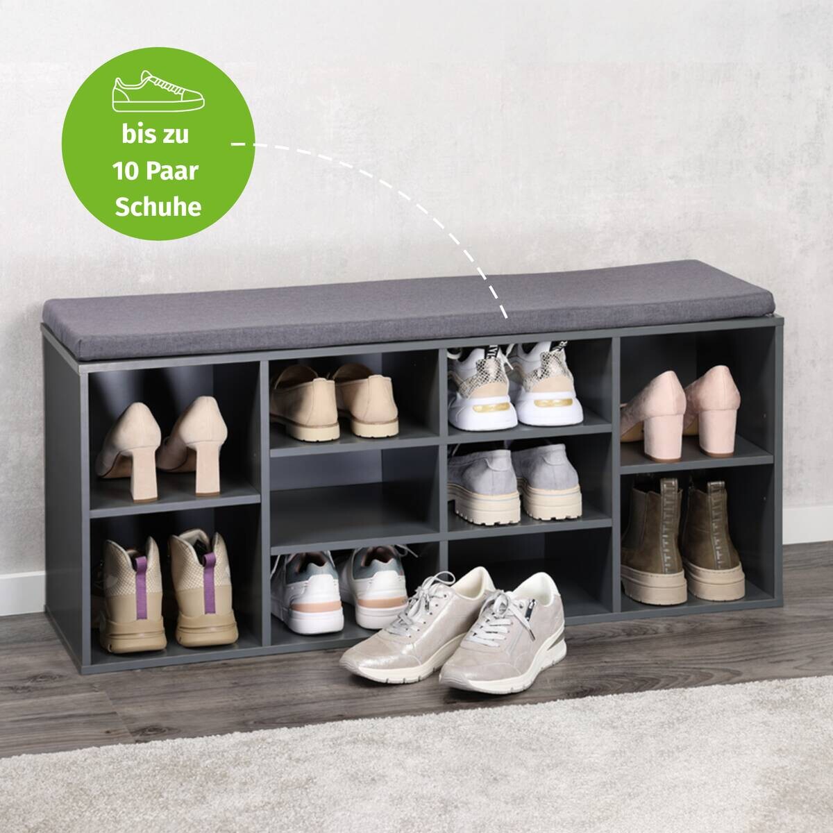 Kesper Schuhregal grau Spanplatte B/H/T: ca. 103,5x48x29,5 cm