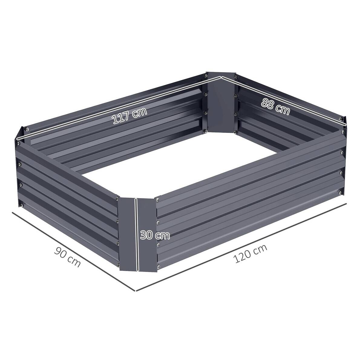 Outsunny Hochbeet dunkelgrau Stahl B/H/L: ca. 90x30x120 cm