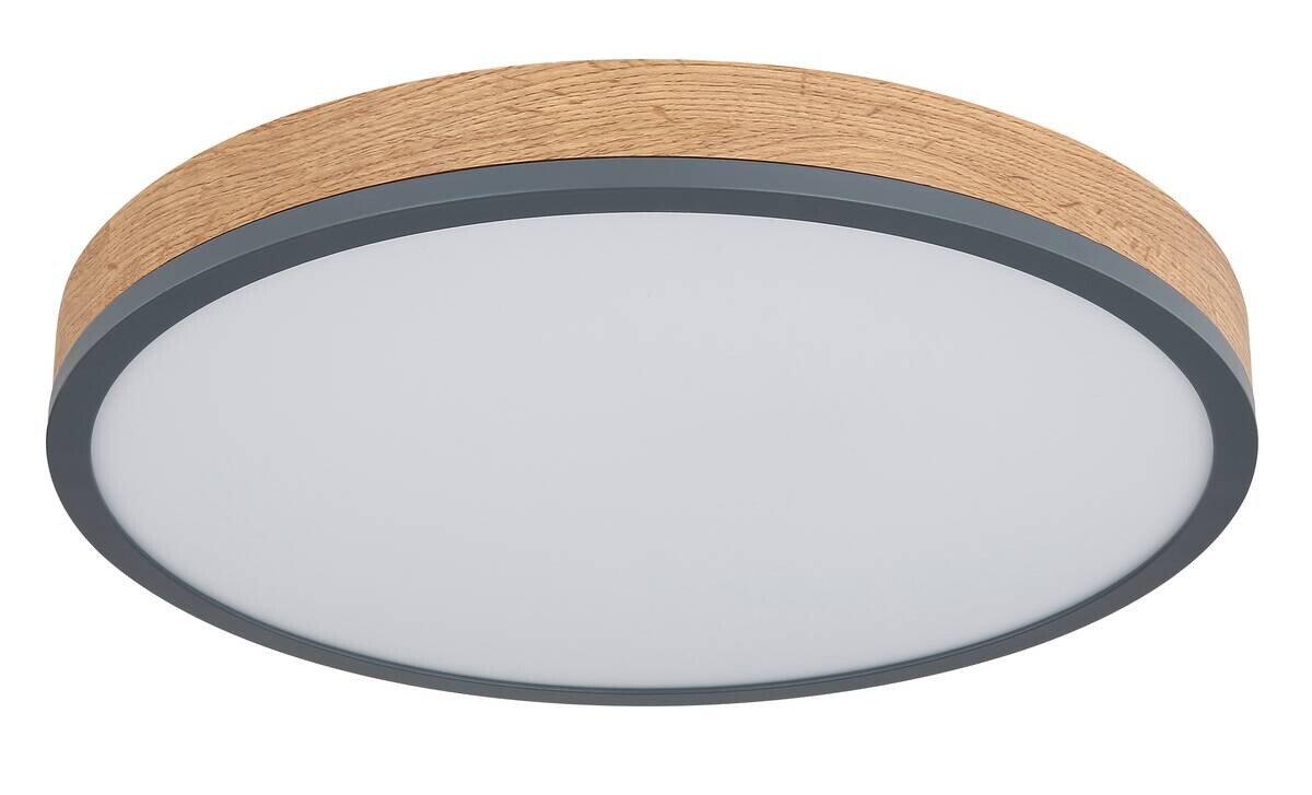 LED-Deckenleuchte Doro Holzoptik Graphit Kunststoff Metall Holz H/D: ca. 8,5x45 cm