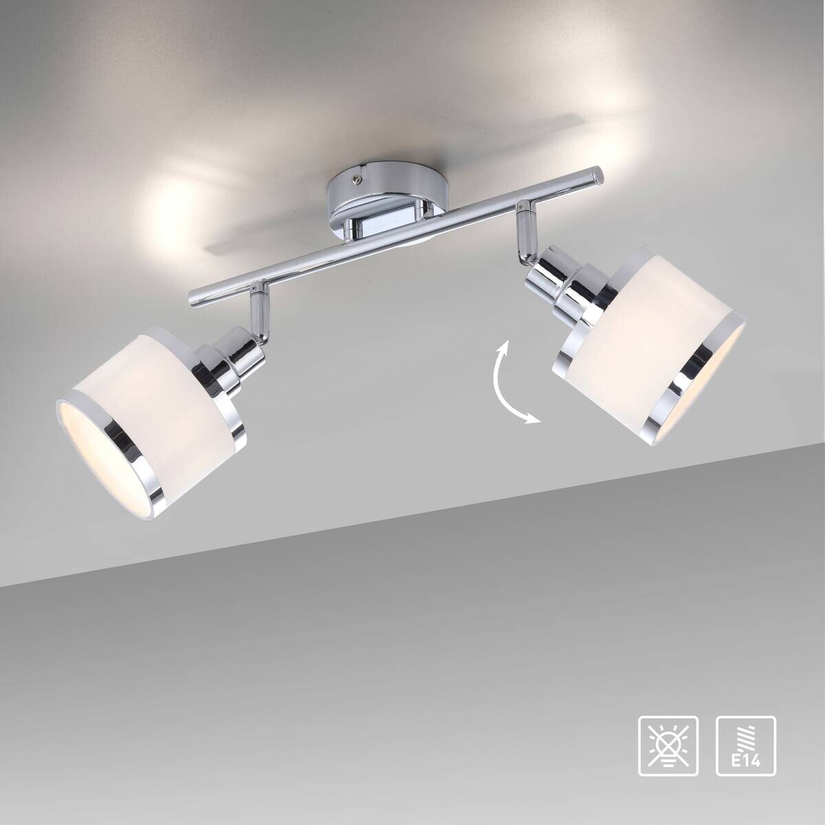 Just Light Spot Accor Chrom weiß Kunststoff B/H/L: ca. 29x22x47 cm E14 2 Brennstellen