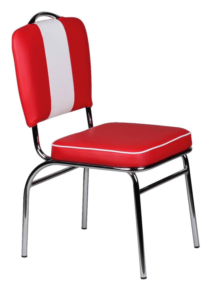 Stuhl rot weiß Kunstleder B/H/T: ca. 47x90x45 cm