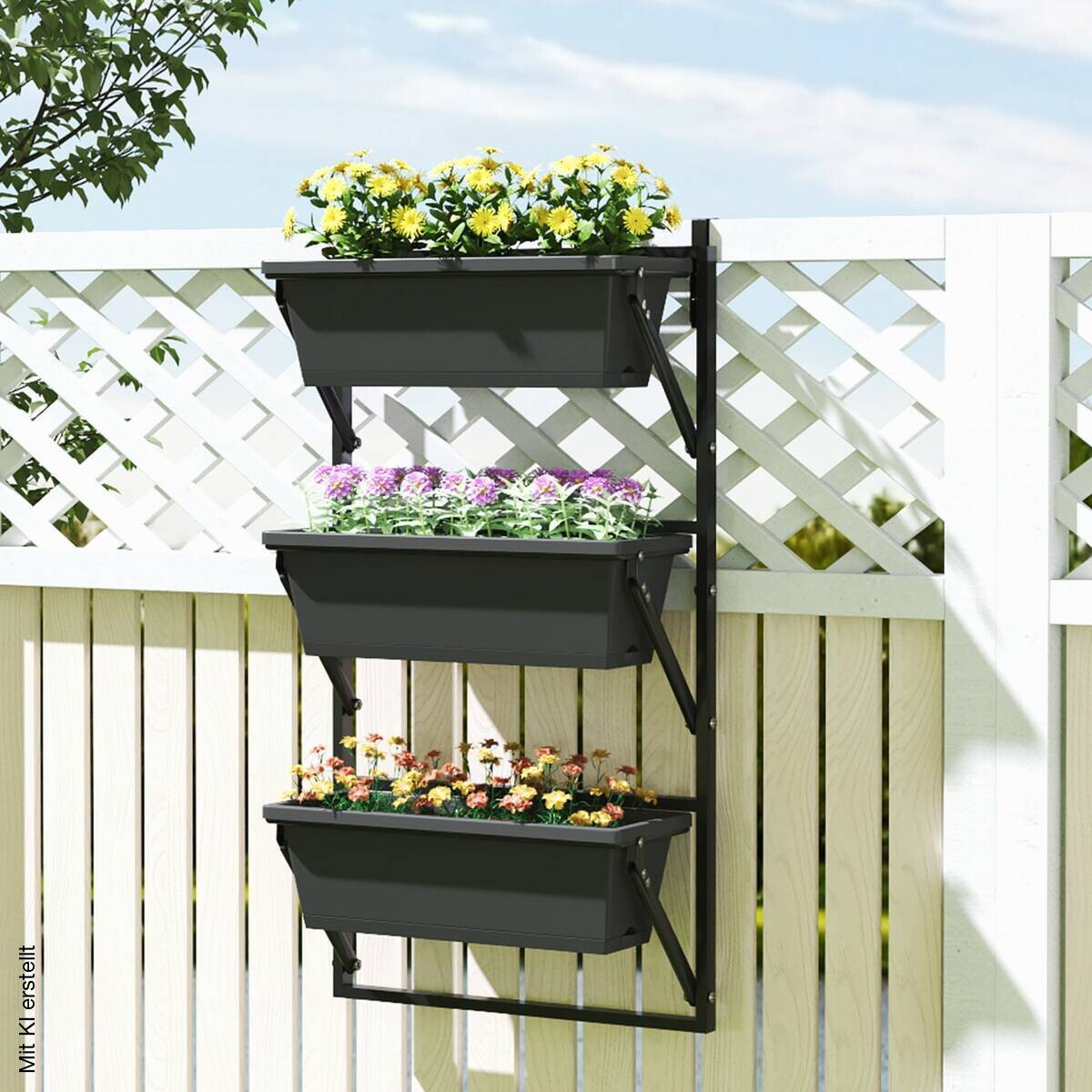 Outsunny Pflanzentopf Set dunkelgrau Kunststoff B/H/L: ca. 42x100x56 cm