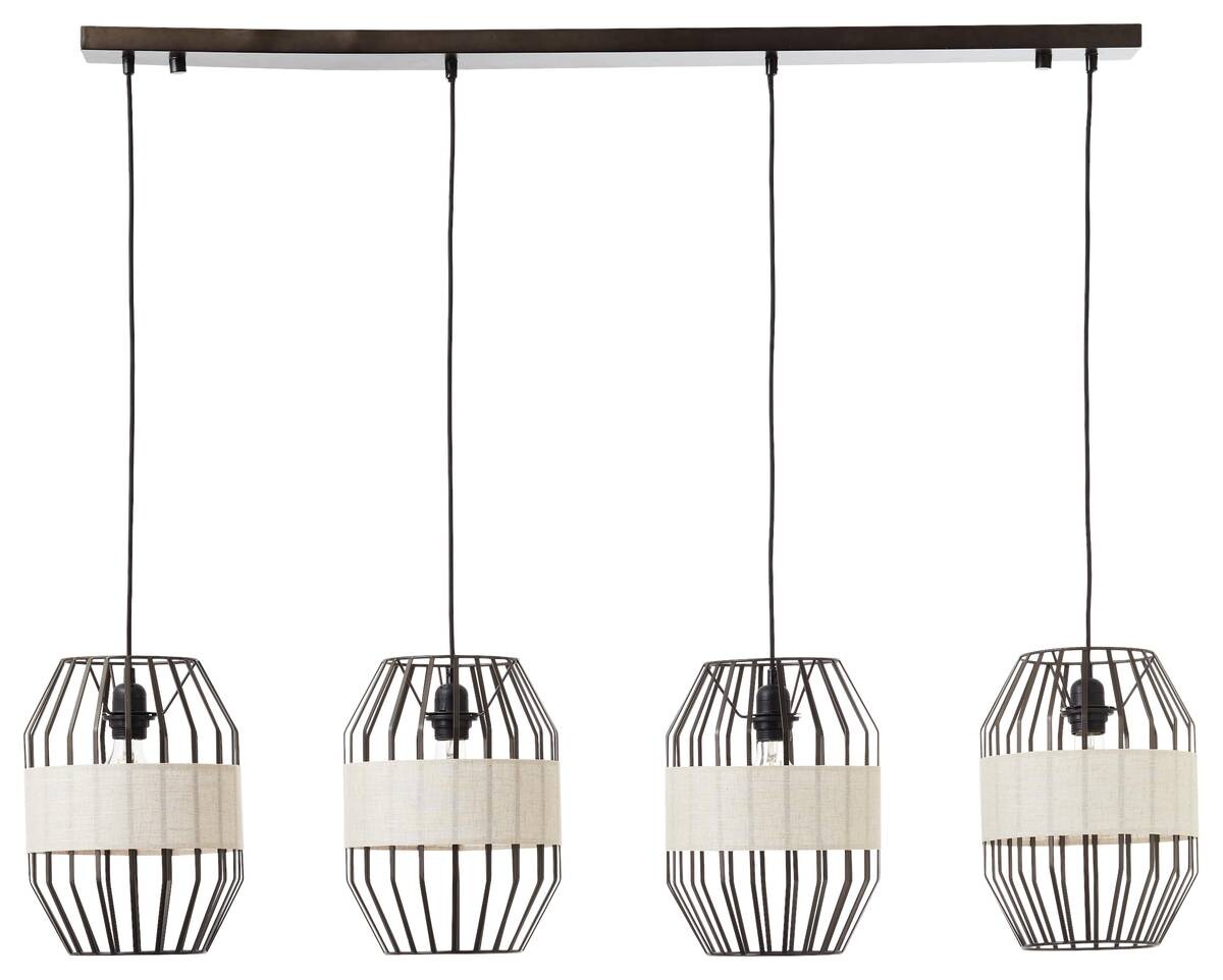 Brilliant Pendelleuchte Slope 99480/76 schwarz natur Metall Textil B/H/T: ca. 129x124x23 cm E27 4 Brennstellen