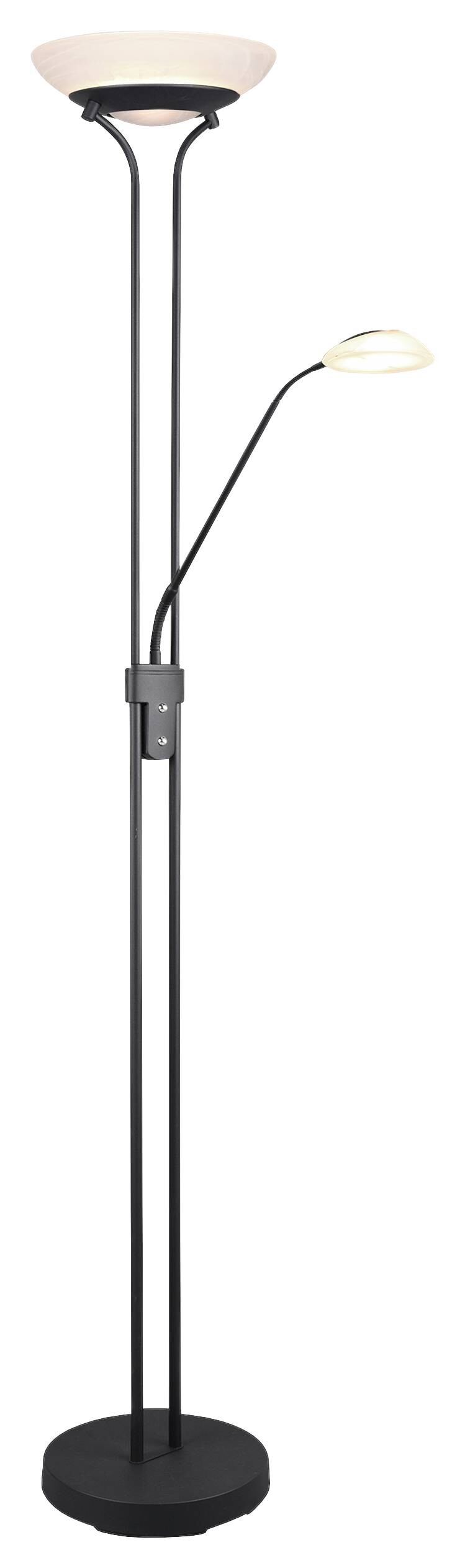 Reality Stehlampe Orson mattschwarz weiß Metall Glas H/D: ca. 180x32 cm