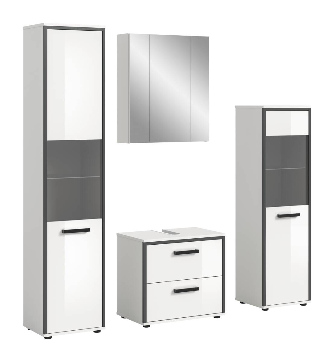 Badblock KOJAK weiß Hochglanz anthrazit grau B/H/T: ca. 171x188x37 cm