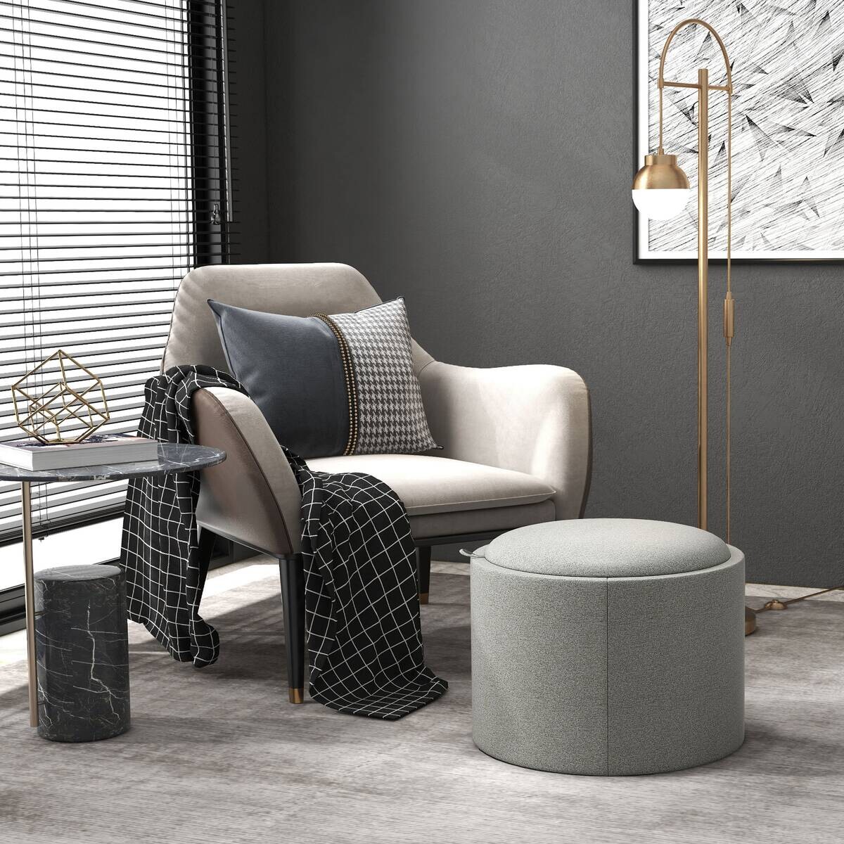 HOMCOM Hocker grau B/H/L: ca. 56x56x42 cm