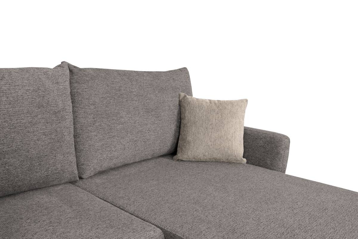 Ecksofa mit Bettfunktion und Bettkasten dunkelgrau Webstoff B/H/T: ca. 218x90x168 cm