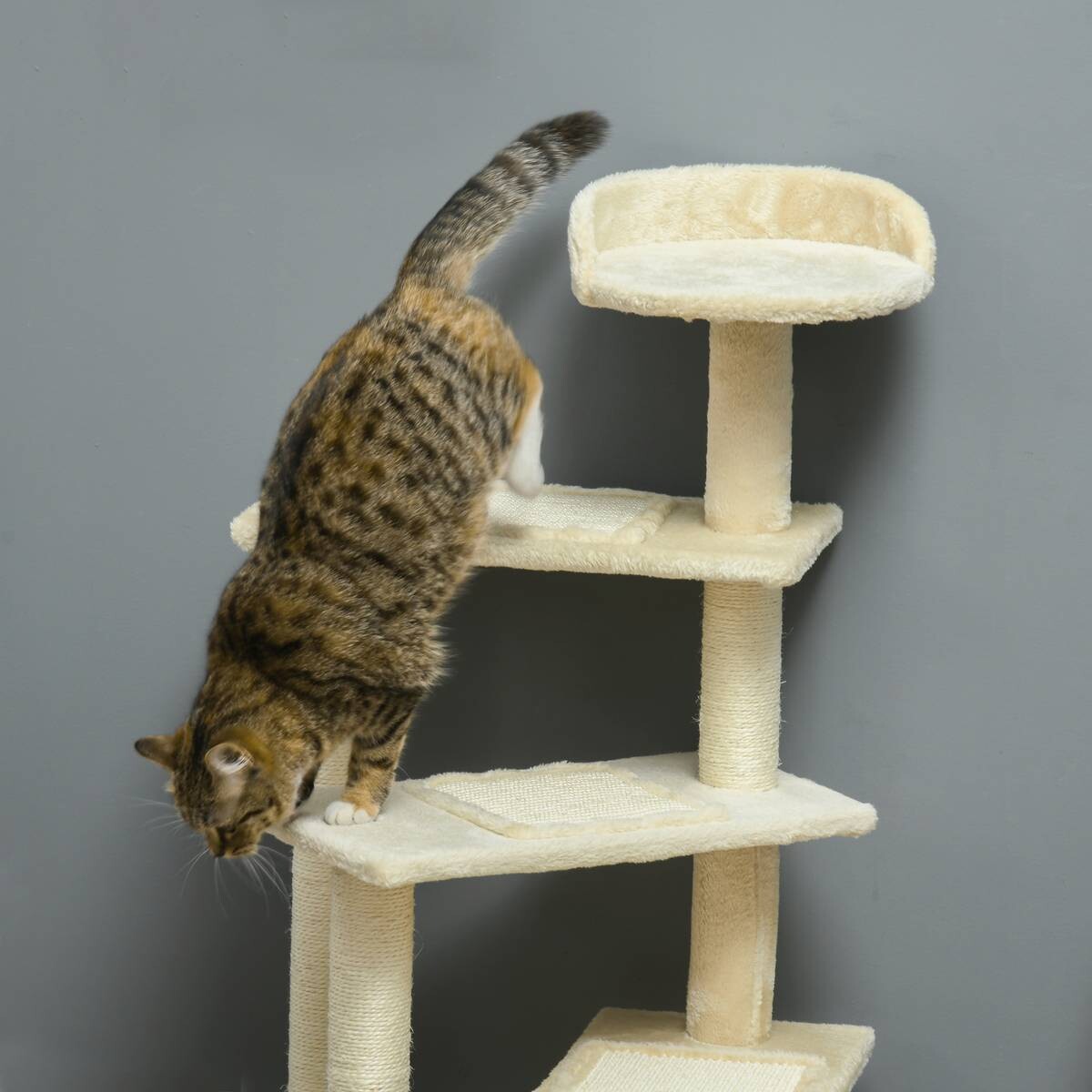 PawHut Katzenkratzbaum beige Spanplatte B/H/L: ca. 50x100x50 cm