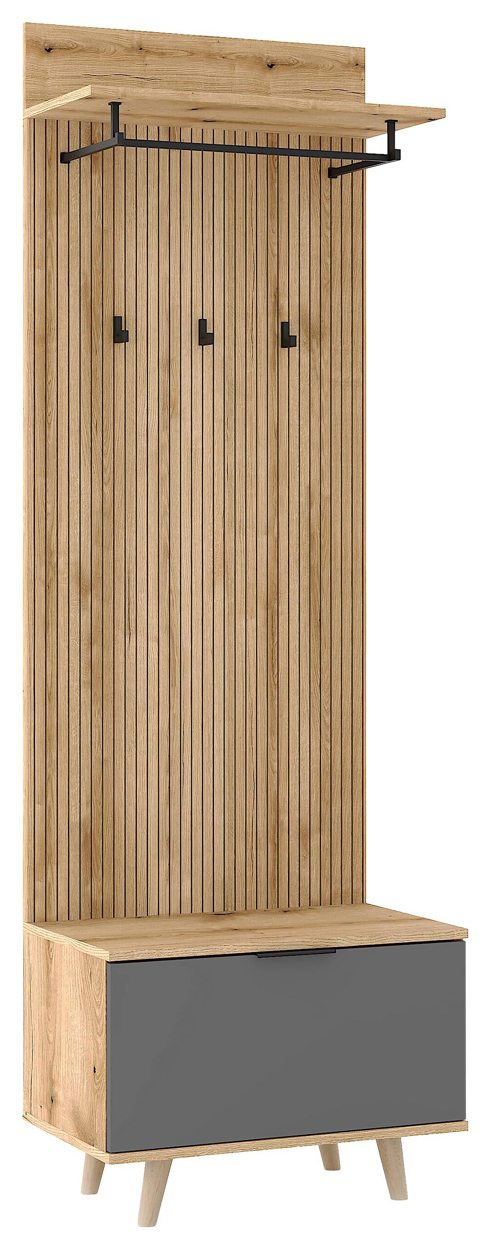 Garderobe NORDIC Eiche Evoke Oak Nachbildung grau B/H/T: ca. 65x204x40 cm