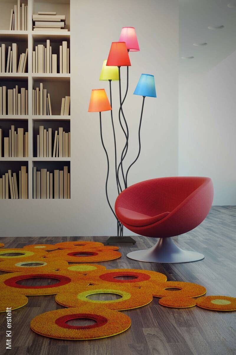 Näve Leuchten Stehlampe 2041261 multicolor Metall Textil B/H/T: ca. 36x166x40 cm 5 Brennstellen