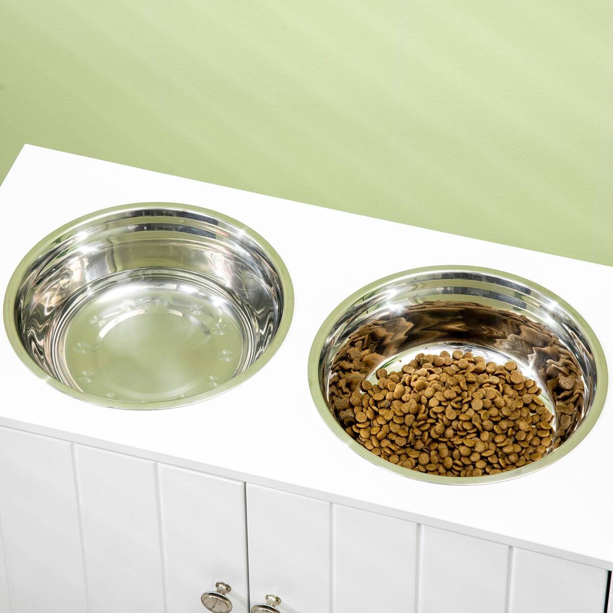 PawHut Futterstation weiß MDF B/H/L: ca. 30x35,5x60 cm