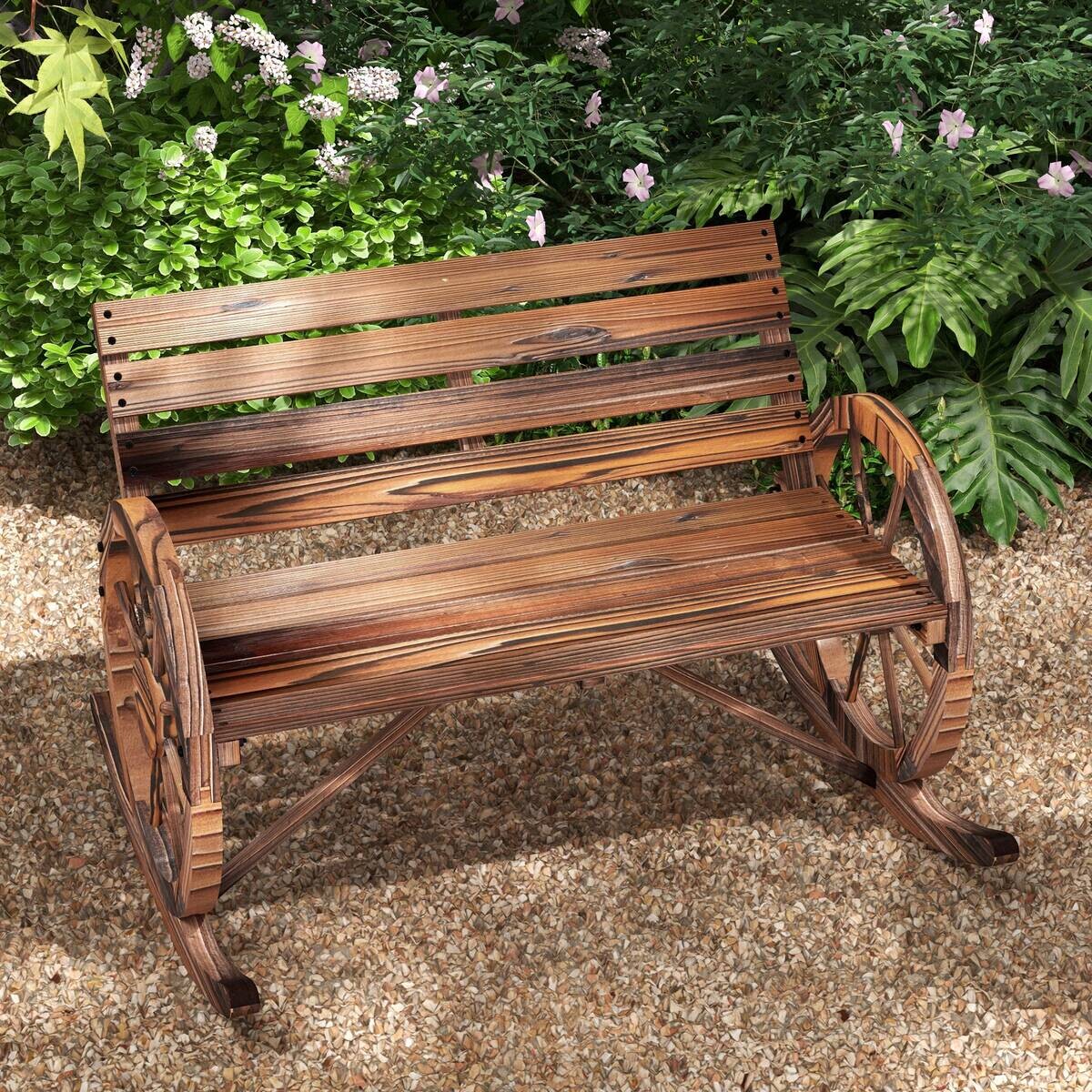 Outsunny Schaukelbank grau Holz B/H/L: ca. 88x105x74 cm