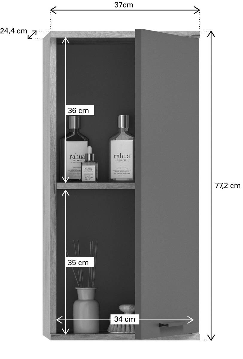 Hängeschrank Mason dunkelgrau Nox Oak Nachbildung B/H/T: ca. 37x77x24 cm