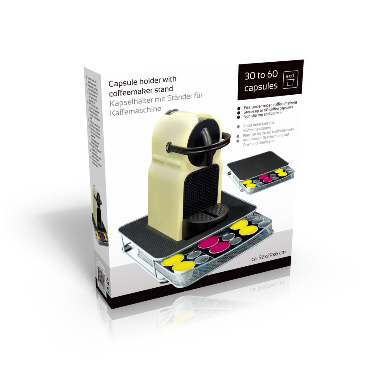 Kapselhalter schwarz Metall B/H/L: ca. 6x31,5x29 cm