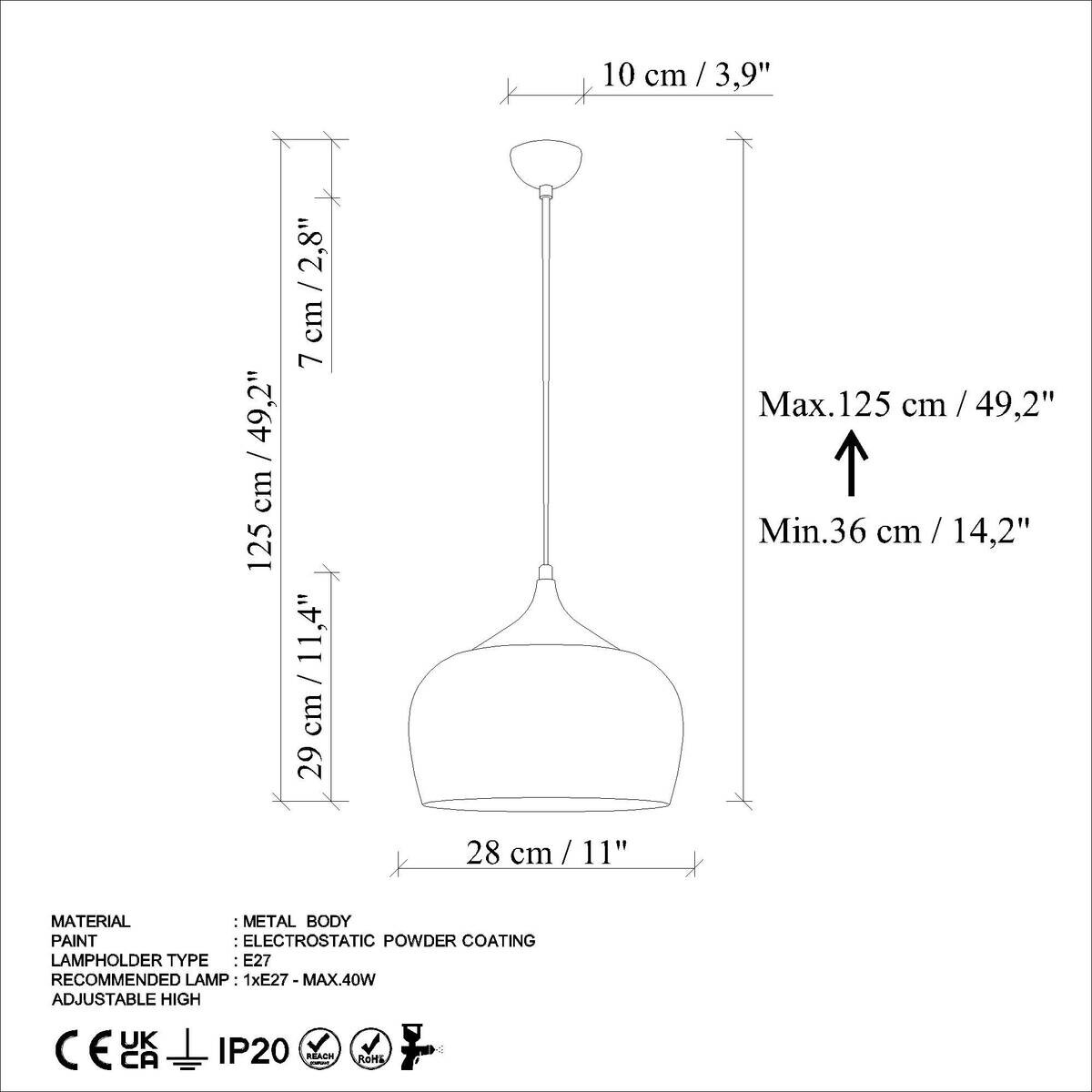 Opviq Pendelleuchte türkis B/H/T: ca. 28x125x28 cm E27 1 Brennstellen