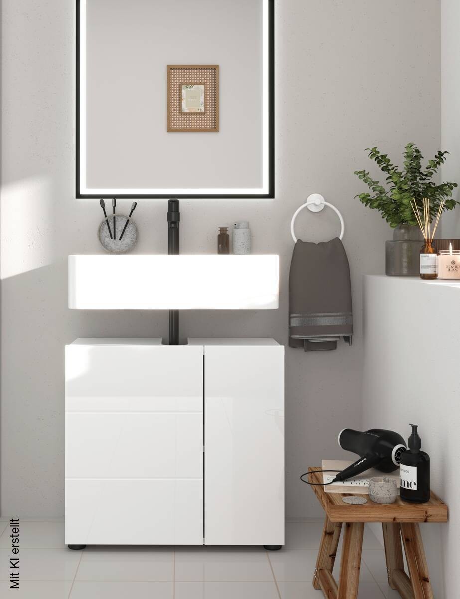 Waschbeckenunterschrank Vira weiß Hochglanz B/H/T: ca. 60x57x34 cm