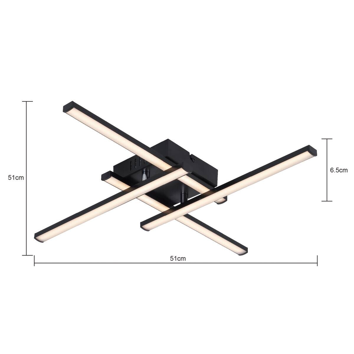 POCOline LED-Deckenleuchte Cleo IV schwarz Kunststoff B/H/L: ca. 51x6x51 cm