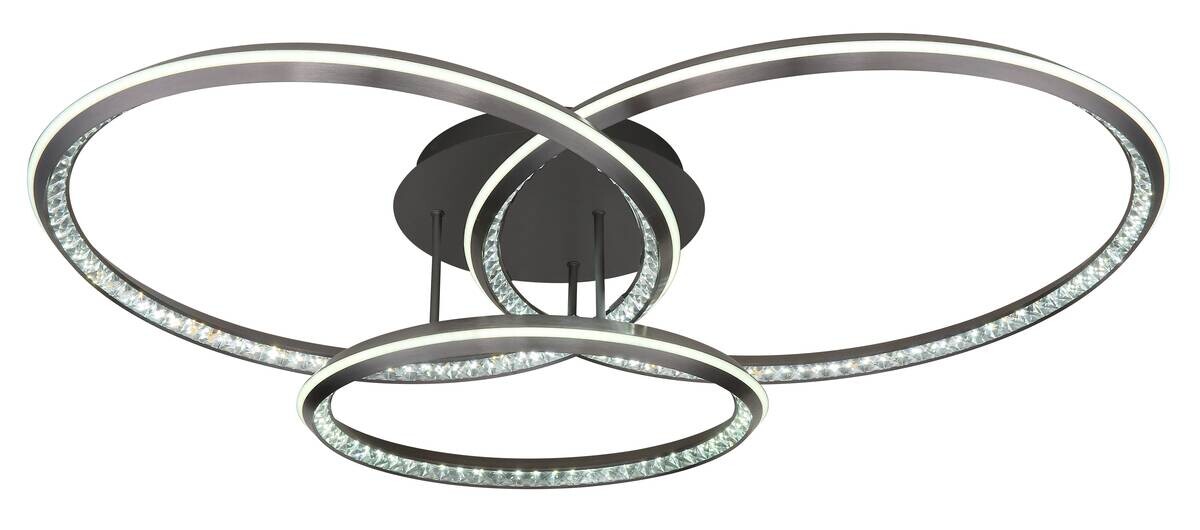 GLOBO LED-Deckenleuchte ALAINA 67329-72 Opal grau klar Kunststoff Metall B/H/L: ca. 109,5x20,5x80,5 cm 1 Brennstellen