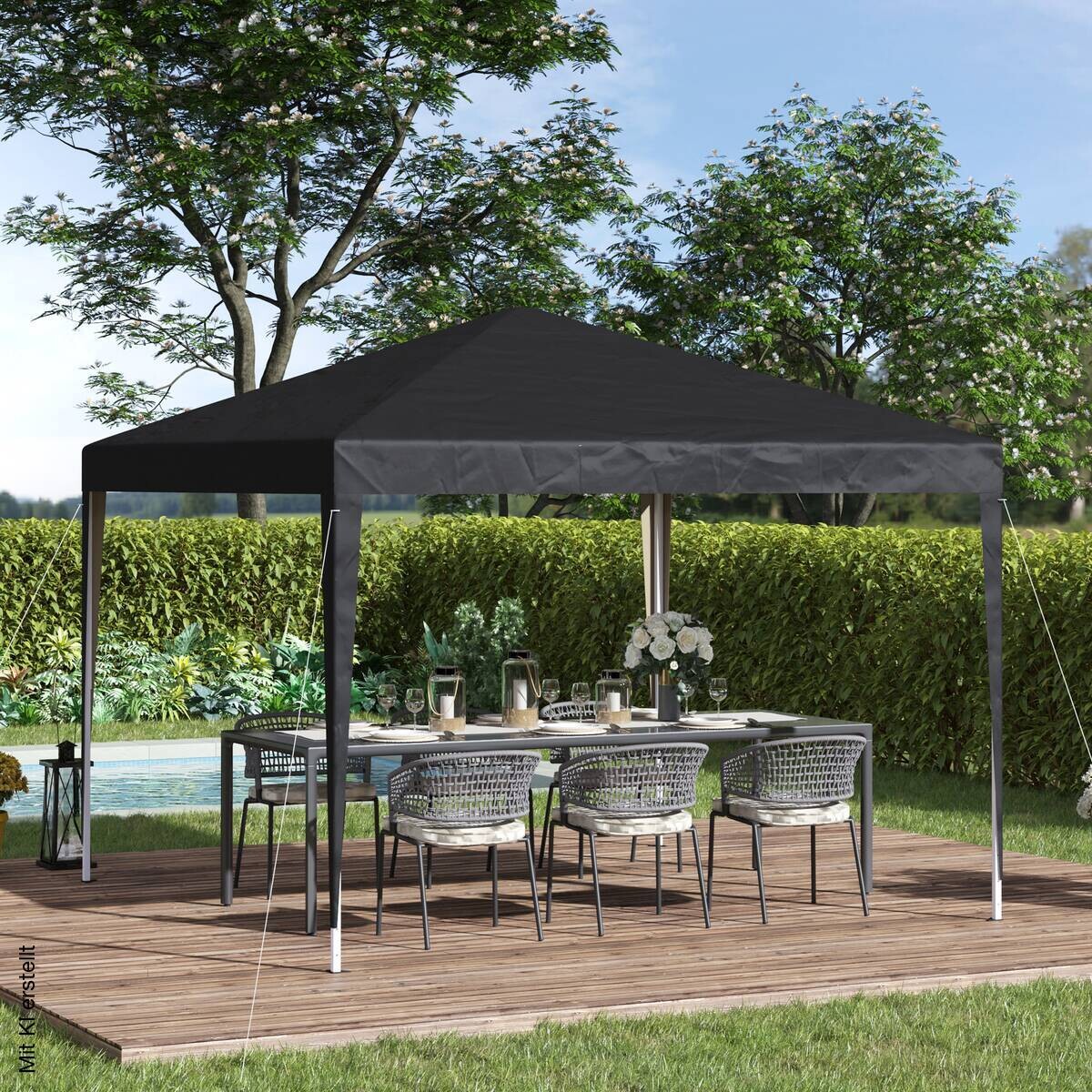 Outsunny Pavillon schwarz Stahl B/H/L: ca. 295x255x295 cm
