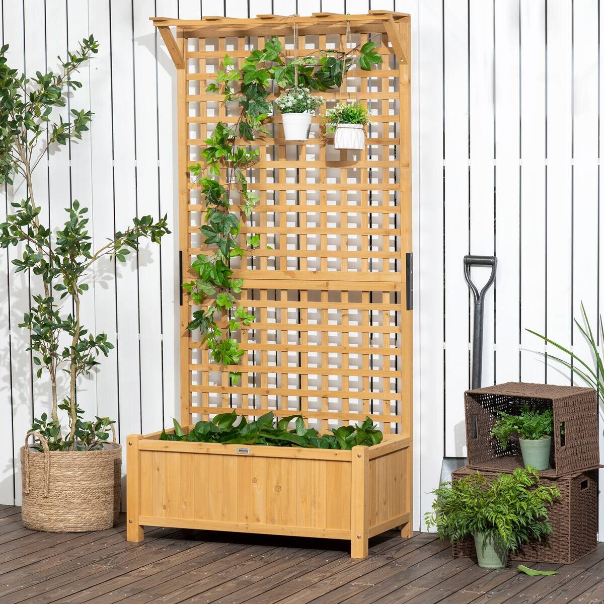 Outsunny Hochbeet gelb Holz B/H/L: ca. 45x183x90 cm