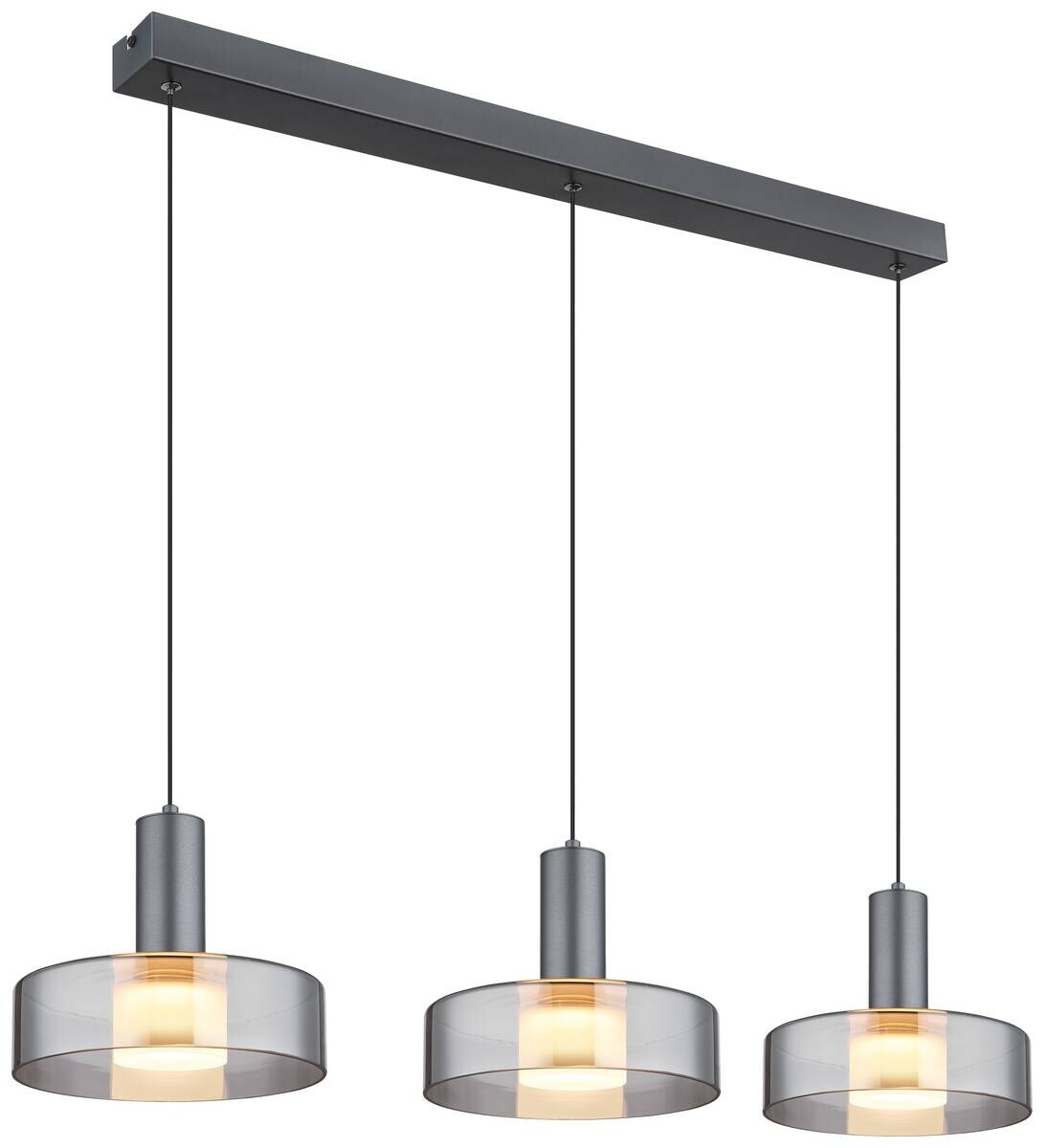 GLOBO Pendelleuchte grau Aluminium Glas Metall B/H/T/L: ca. 22x150x90x90 cm 1 Brennstellen