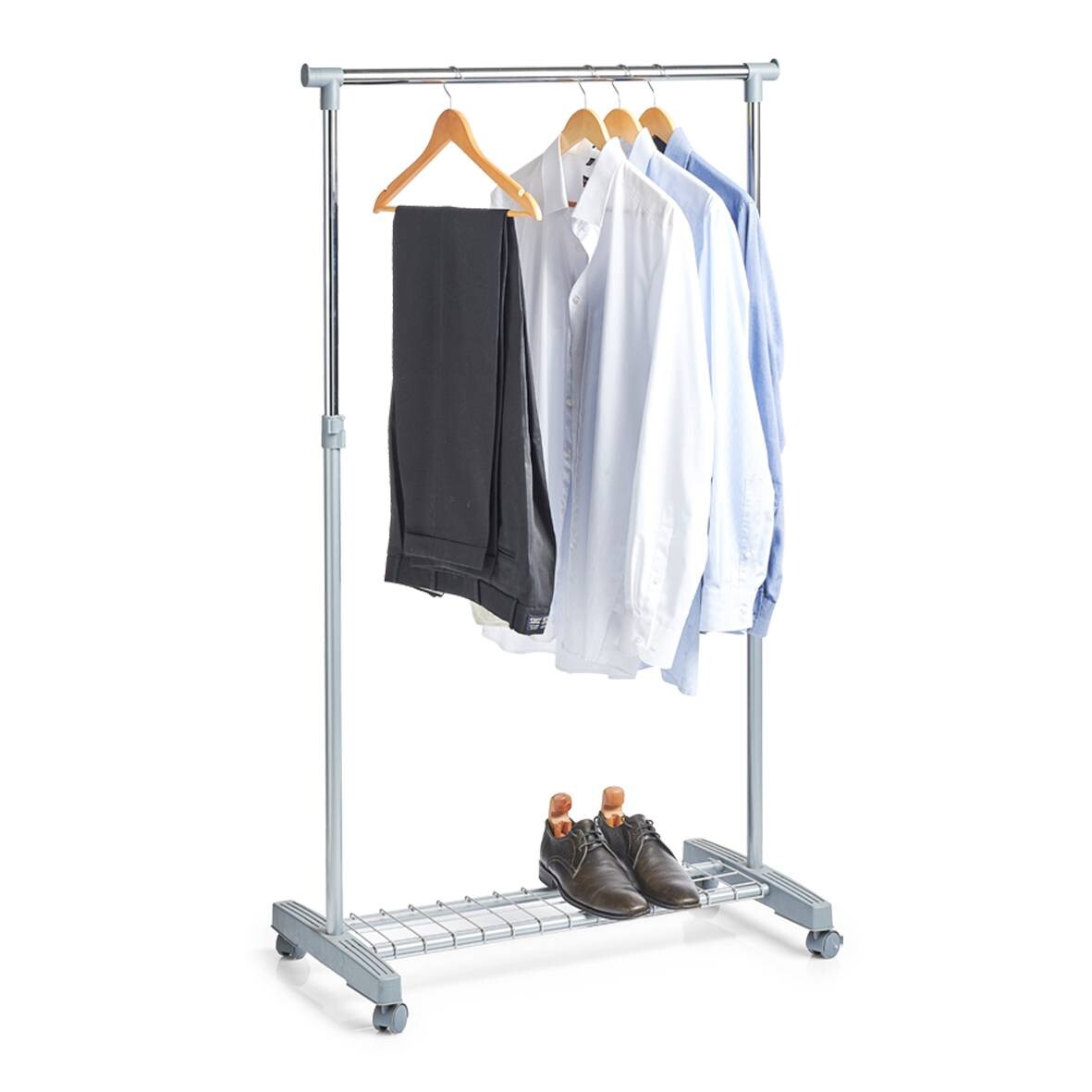 Zeller Rollkleiderständer Silbergrau Kunststoff B/H/L: ca. 43x170x83 cm