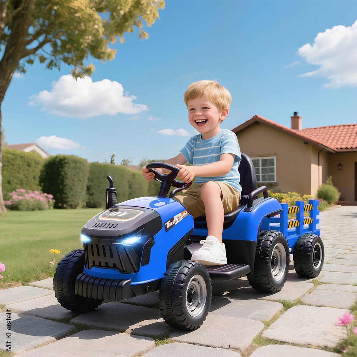 AIYAPLAY Elektrischer Traktor blau B/H/L: ca. 58x55x139 cm