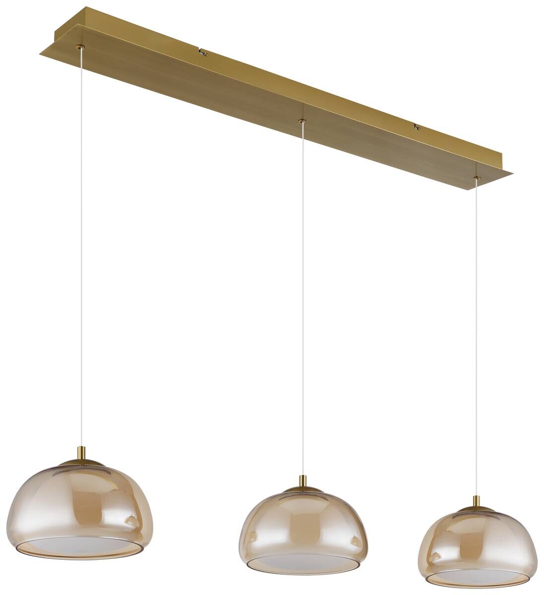 GLOBO Hängeleuchte gold Metall Glas B/H/L: ca. 36x21x101 cm