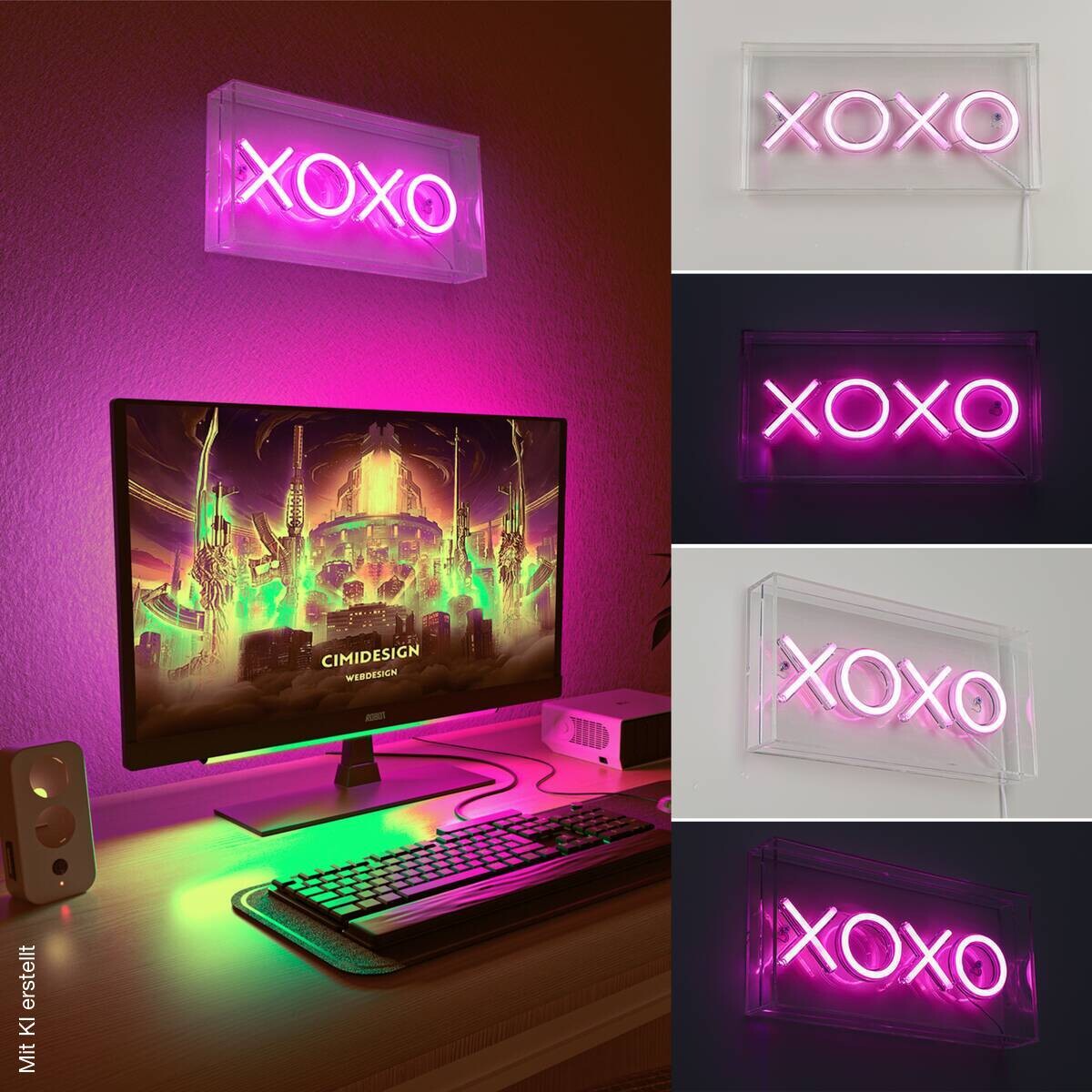 Nolo LED-Dekoleuchte Xoxo pink Kunststoff B/H/T: ca. 30x15x4,7 cm
