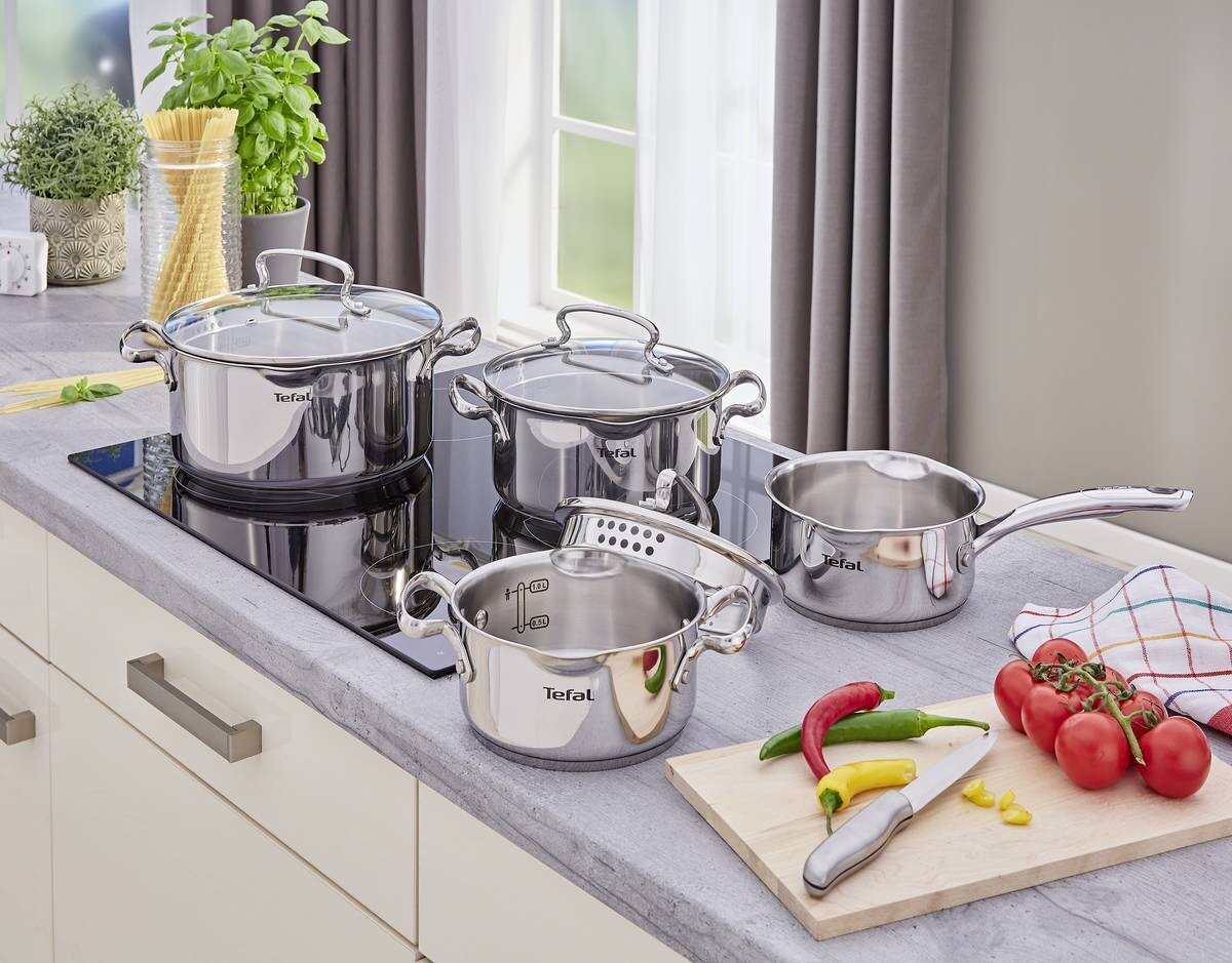 Tefal Topfset silber Edelstahl 7 tlg.