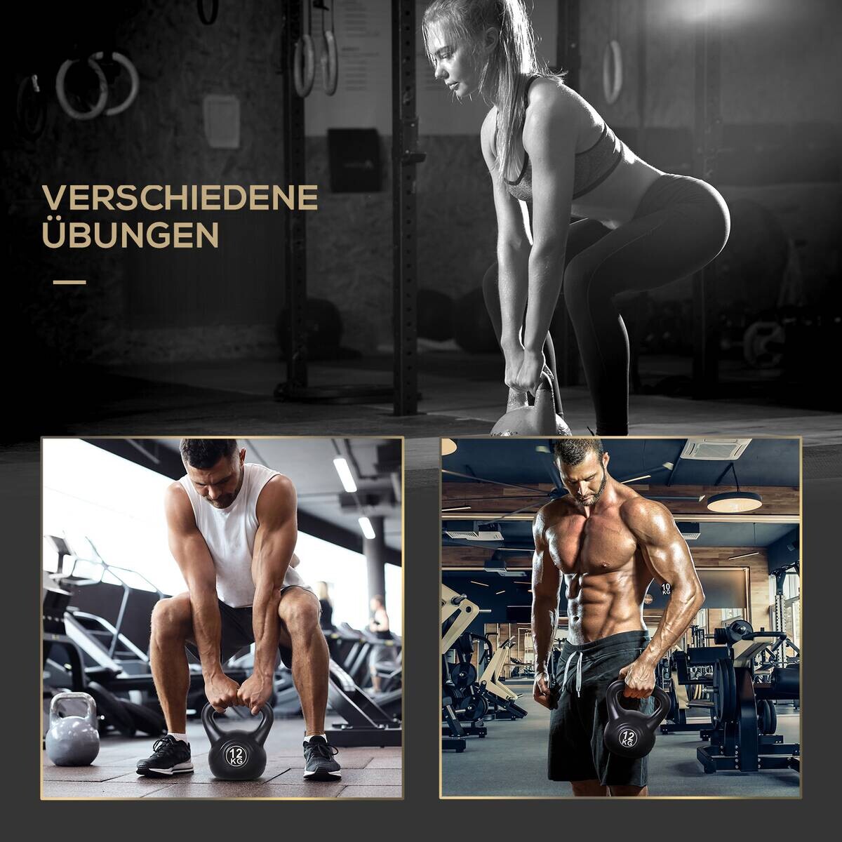 HOMCOM Kugelhantel schwarz Kunststoff B/H/L: ca. 21x31x27 cm